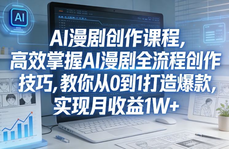 某社群AI漫剧创作课程，高效掌握AI漫剧全流程创作技巧，教你从0到1打造爆款，实现月收益1W+-铜臭网