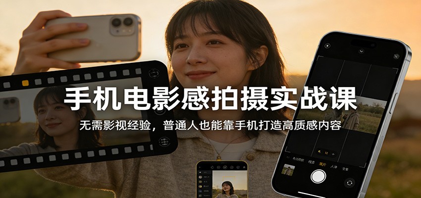手机电影感拍摄实战课：无需影视经验，普通人也能靠手机打造高质感内容-铜臭网