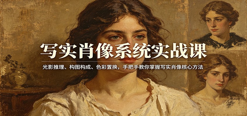 写实肖像系统实战课：光影推理、构图构成、色彩置换，手把手教你掌握写实肖像核心方法-铜臭网