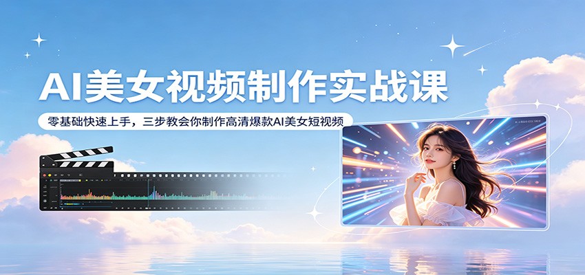 AI美女视频制作实战课：零基础快速上手，三步教会你制作高清爆款AI美女短视频-铜臭网