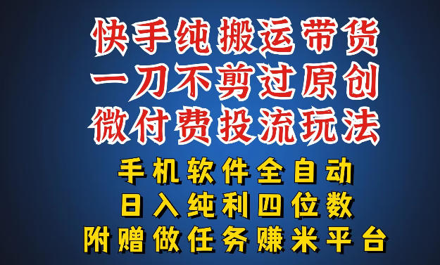 最新黑科技快手搬运带货方法，手机就能操作，轻松带你日入四位数【揭秘】-铜臭网