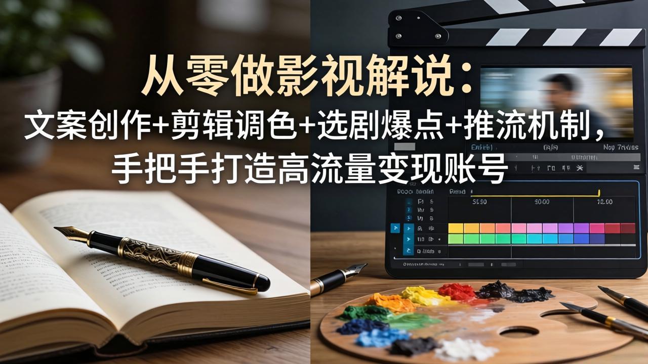 从零做影视解说：文案创作+剪辑调色+选剧爆点+推流机制，手把手打造高流量变现账号-铜臭网