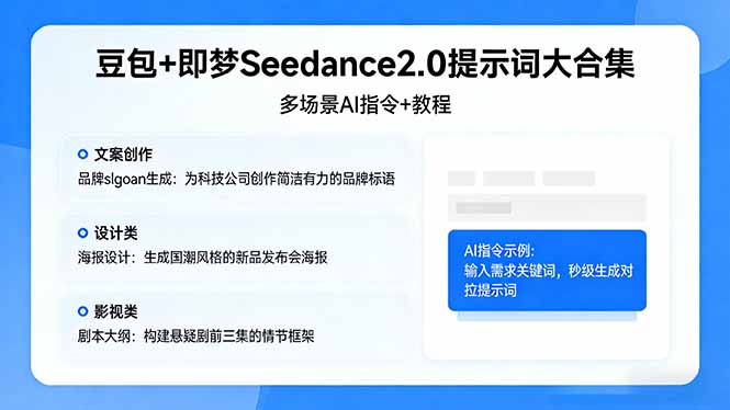 豆包+即梦Seedance2.0提示词大合集：多场景AI指令+教程，解锁文案、设计、影视高效创作-铜臭网