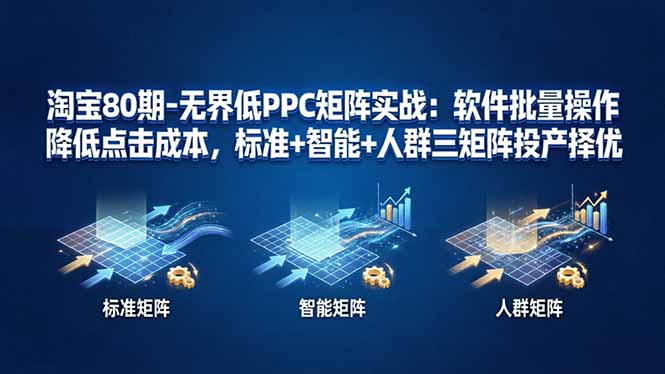 淘宝80期-无界低PPC矩阵实战：软件批量操作降低点击成本，标准+智能+人群三矩阵投产择优-铜臭网
