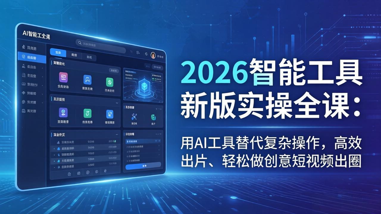 2026智能工具新版实操全课：用AI工具替代复杂操作，高效出片、轻松做创意短视频出圈-铜臭网