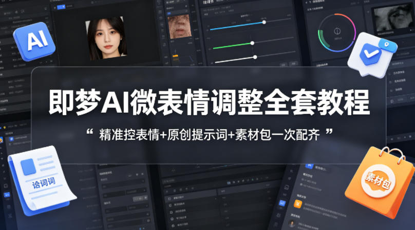 即梦AI微表情调整全套教程，精准控表情+原创提示词+素材包一次配齐-铜臭网
