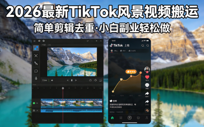 2026最新TikTok风景视频搬运简单剪辑去重小白副业月入 8000-铜臭网