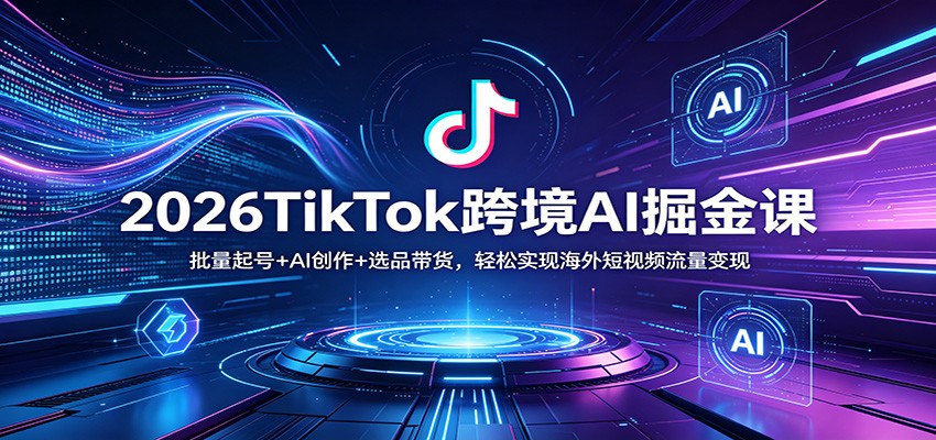 2026TikTok跨境AI掘金课：批量起号+AI创作+选品带货，轻松实现海外短视频流量变现-铜臭网