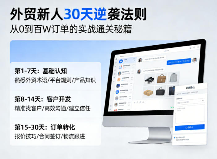 外贸新人30天逆袭法则，教你从0到百W订单的实战通关秘籍-铜臭网