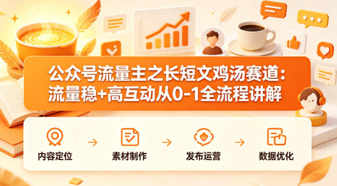 公众号流量主之长短文鸡汤赛道，流量稳+高互动，从0-1全流程讲解-铜臭网