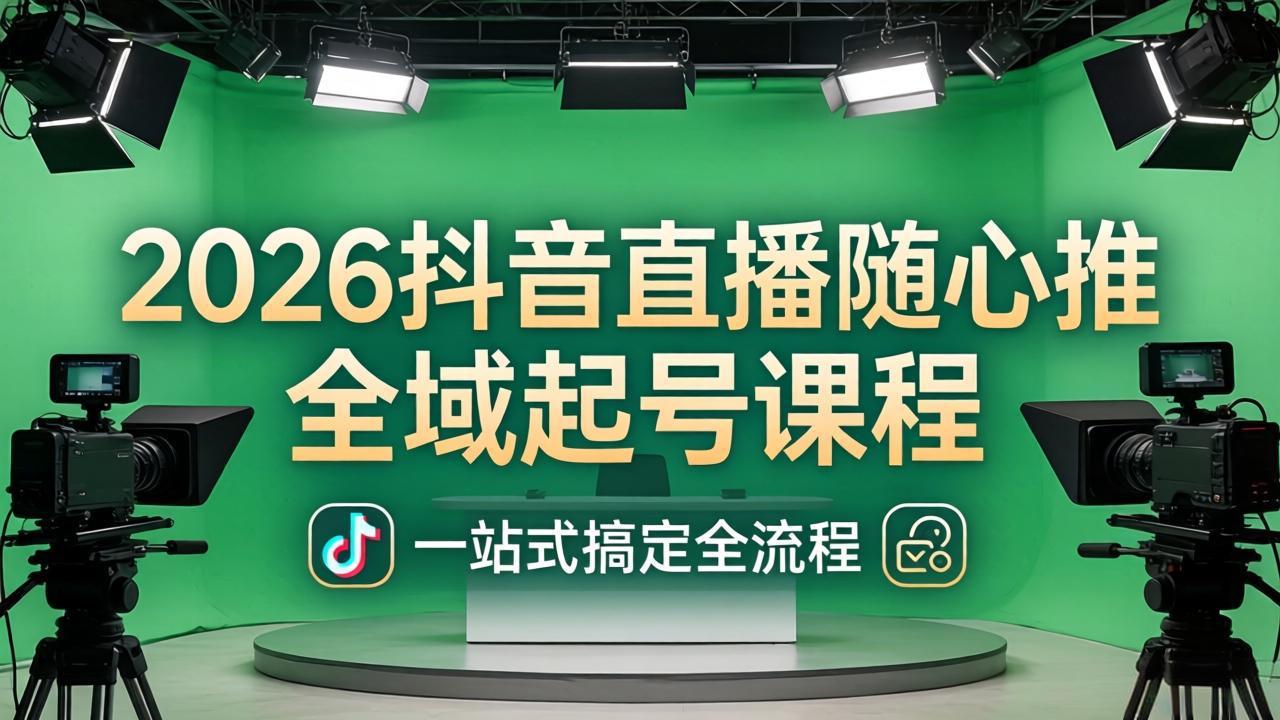 2026抖音直播随心推全域起号课程：一站式搞定直播起号、稳号、放量全流程(更新4月-铜臭网