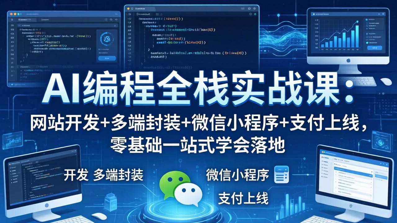 AI编程全栈实战课：网站开发+多端封装+微信小程序+支付上线，零基础一站式学会落地-铜臭网