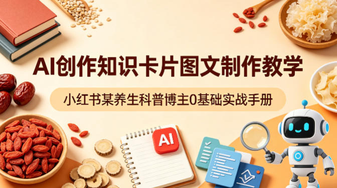 AI创作知识卡片图文制作教学，小红书某养生科普博主0基础实战手册-铜臭网