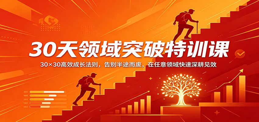 30天领域突破特训课：30×30高效成长法则，告别半途而废，在任意领域快速深耕见效-铜臭网
