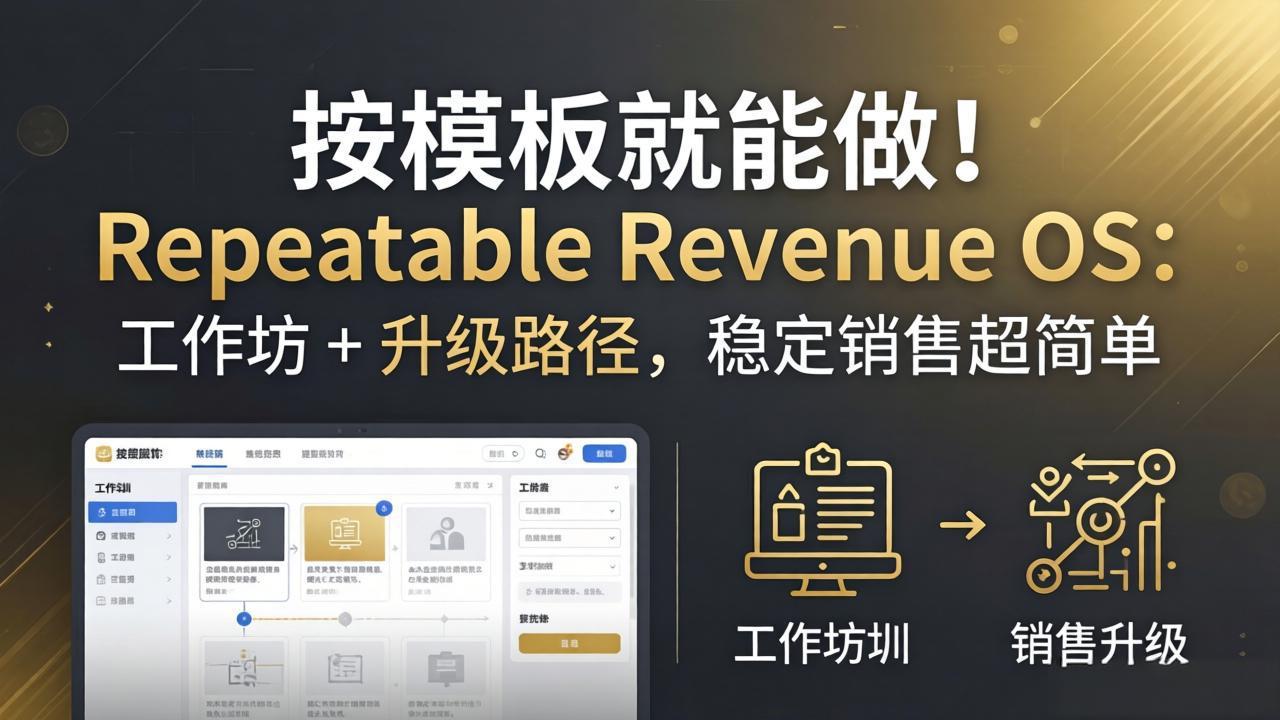按模板就能做！Repeatable Revenue OS：工作坊 + 升级路径，稳定销售超简单-铜臭网
