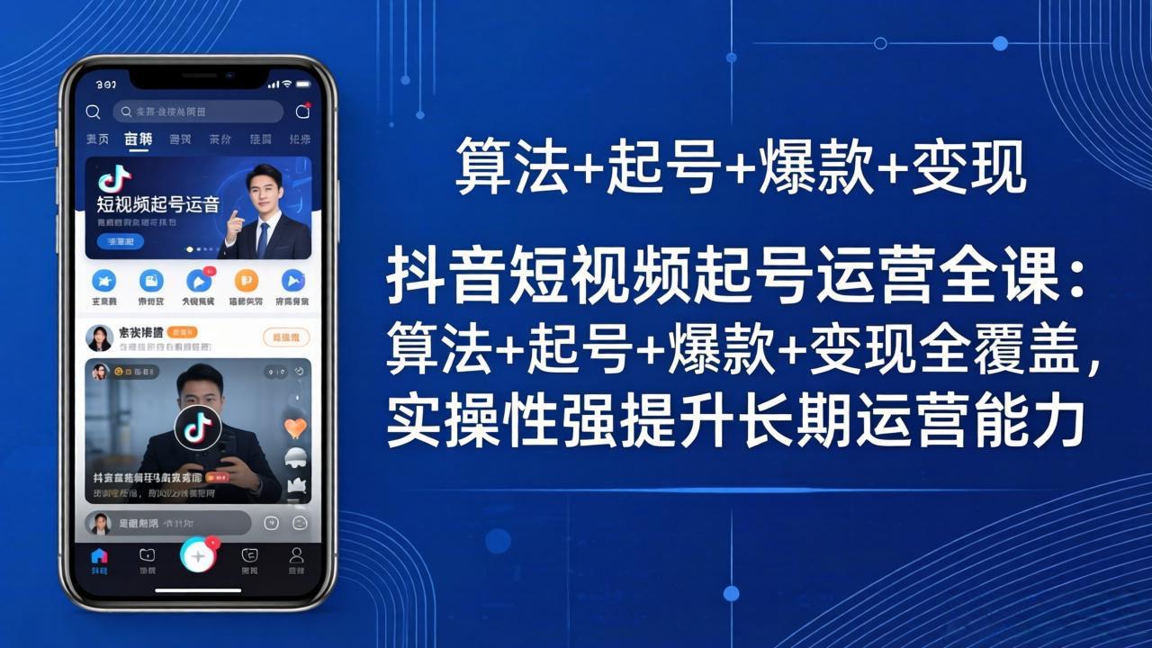 抖音短视频起号运营全课：算法+起号+爆款+变现全覆盖，实操性强提升长期运营能力-铜臭网