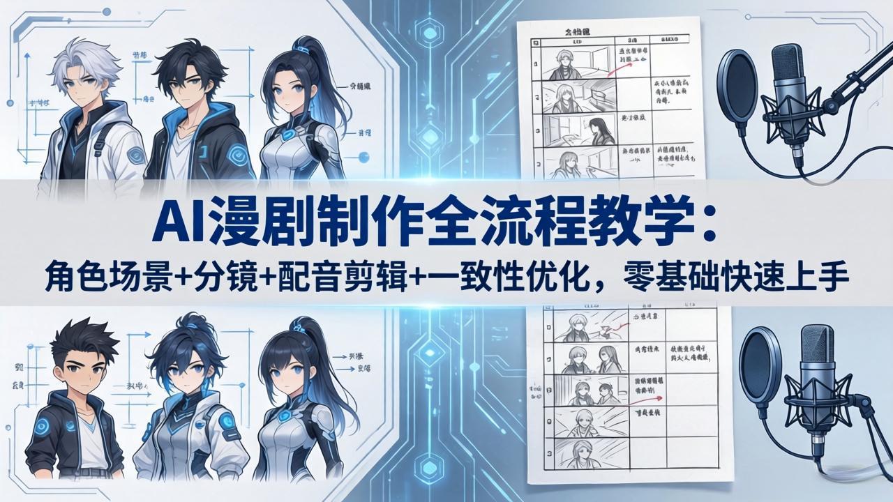 AI漫剧制作全流程教学：角色场景+分镜+配音剪辑+一致性优化，零基础快速上手-铜臭网