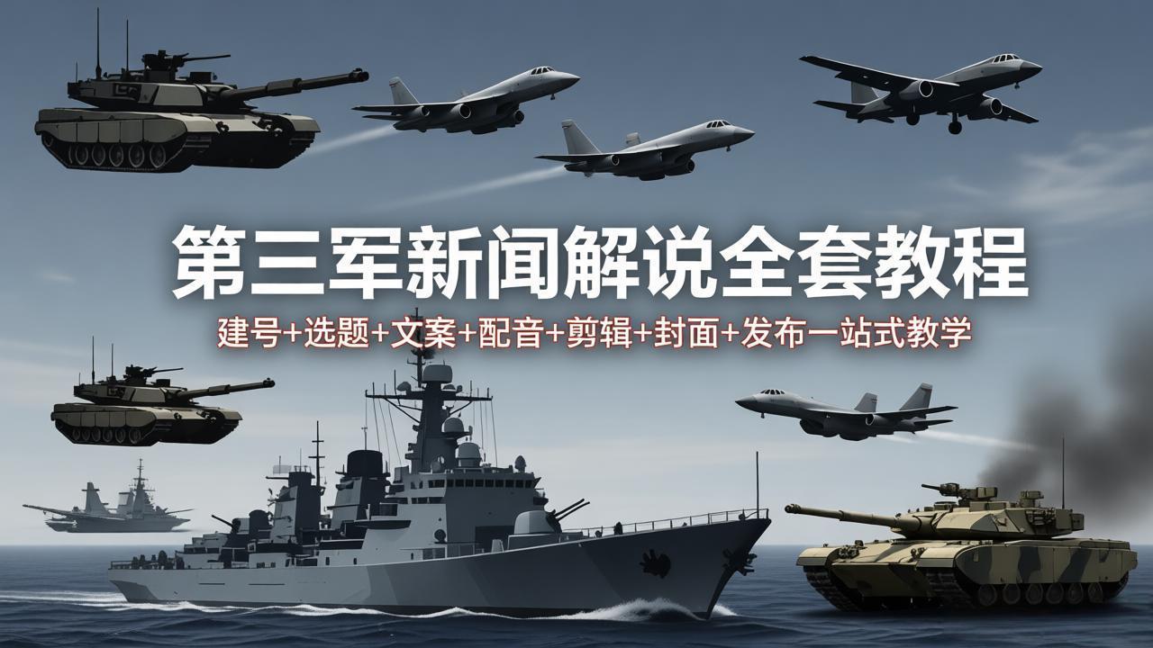 第三军迷新闻解说全套教程：建号+选题+文案+配音+剪辑+封面+发布一站式教学-铜臭网