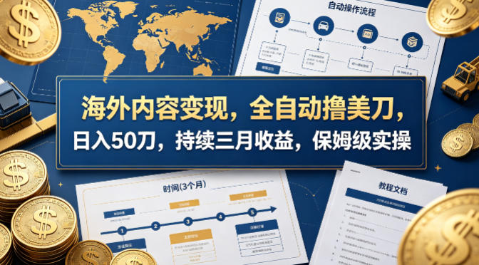 海外内容变现，全自动撸美刀，日入50刀，持续三月收益，保姆级实操【揭秘】-铜臭网