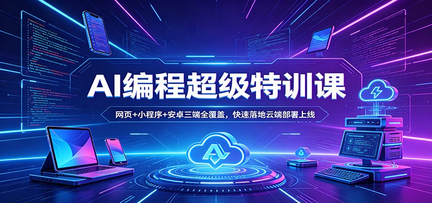 AI编程超级特训课：网页+小程序+安卓三端全覆盖，快速落地云端部署上线-铜臭网