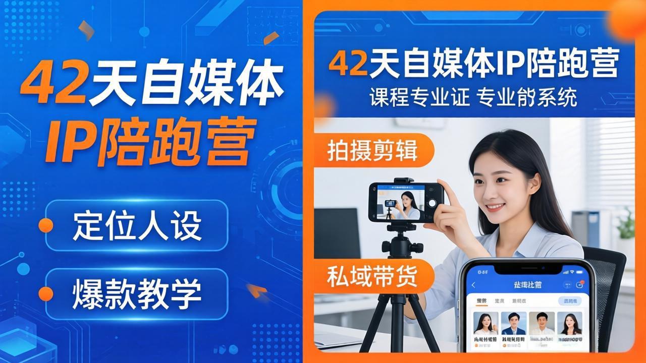 42天自媒体IP陪跑营-26年4月19更新：定位人设爆款全教学，拍摄剪辑私域带货一站式落地-铜臭网