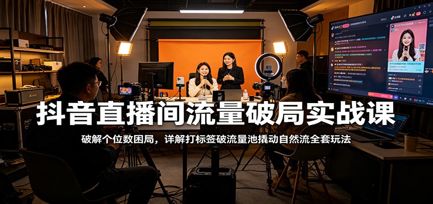 抖音直播间流量破局实战课：破解个位数困局，详解打标签破流量池撬动自然流全套玩法-铜臭网