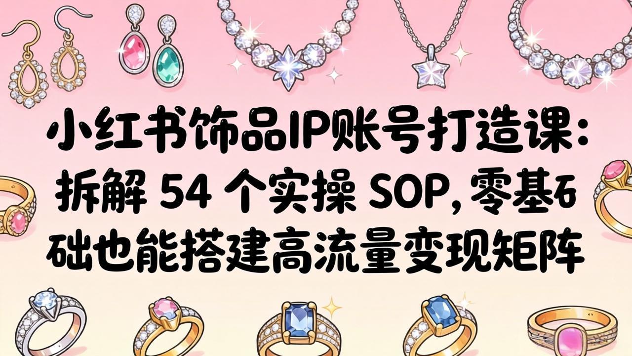 小红书饰品IP账号打造课：拆解 54 个实操 SOP，零基础也能搭建高流量变现矩阵-铜臭网