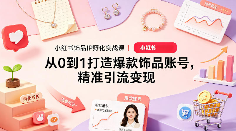 小红书饰品IP孵化实战课｜从0到1打造爆款饰品账号，精准引流变现-铜臭网