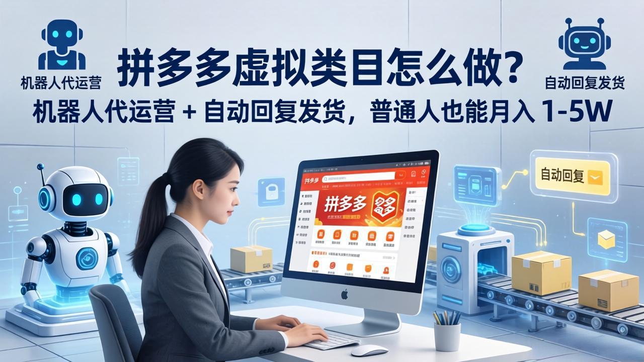 拼多多虚拟类目怎么做？机器人代运营 + 自动回复发货，普通人也能月入 1-5W-铜臭网