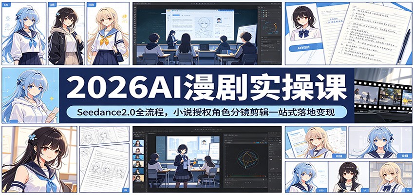 2026AI漫剧实操课：Seedance2.0全流程，小说授权角色分镜剪辑一站式落地变现-铜臭网