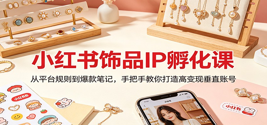小红书饰品IP孵化课：从平台规则到爆款笔记，手把手教你打造高变现垂直账号-铜臭网