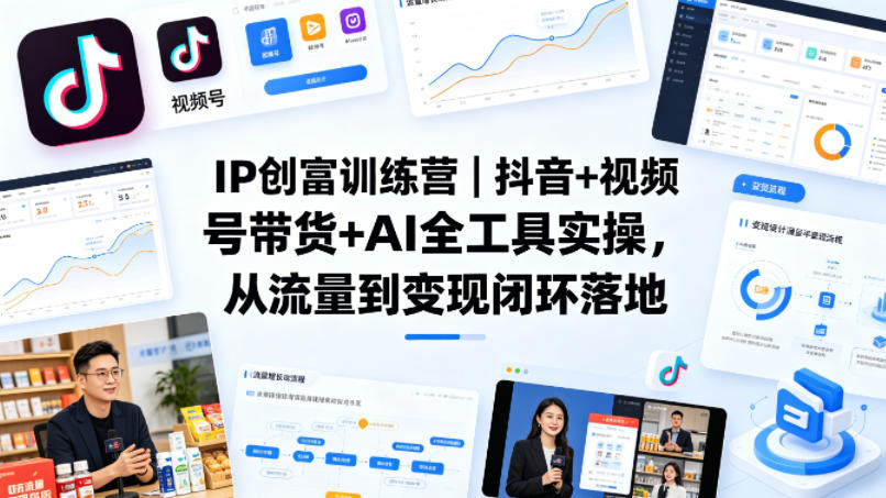 IP创富训练营｜抖音+视频号带货+AI全工具实操，从流量到变现闭环落地-铜臭网