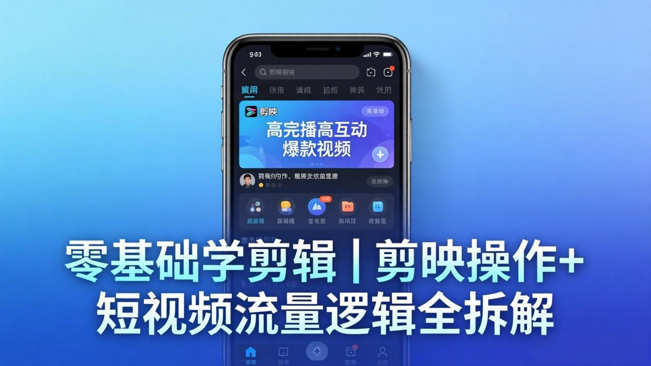 【零基础学剪辑】剪映操作+短视频流量逻辑全拆解｜手把手教你剪出高完播高互动爆款视频-铜臭网