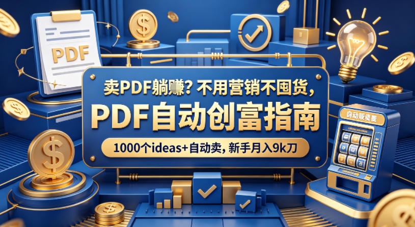 卖PDF躺賺?不用营销不囤货,PDF自动创富指南,1000个ideas+自动卖,新手月入9k刀【原创双语字幕】-铜臭网