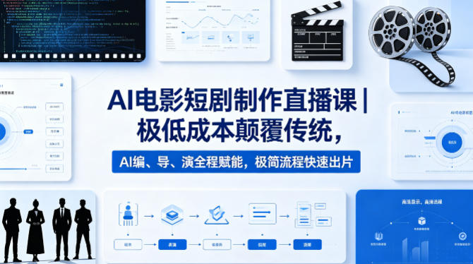 AI电影短剧制作直播课｜极低成本颠覆传统，AI编、导、演全程赋能，极简流程快速出片-铜臭网