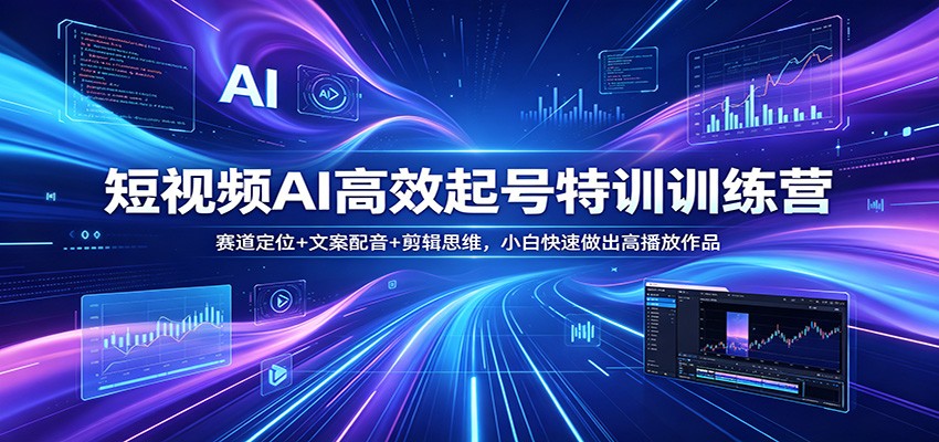 短视频AI高效起号特训训练营：赛道定位+文案配音+剪辑思维，小白快速做出高播放作品-铜臭网