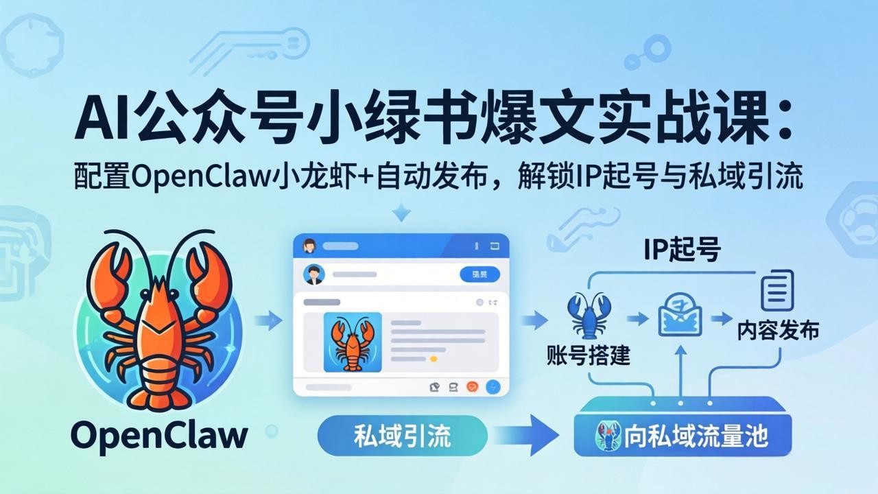 AI公众号小绿书变现实战课：小绿书爆文写作+OpenClaw自动发布，解锁IP起号与私域引流-铜臭网