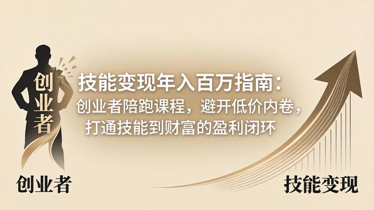 技能变现年入百万指南：创业者陪跑课程，避开低价内卷，打通技能到财富的盈利闭环-铜臭网