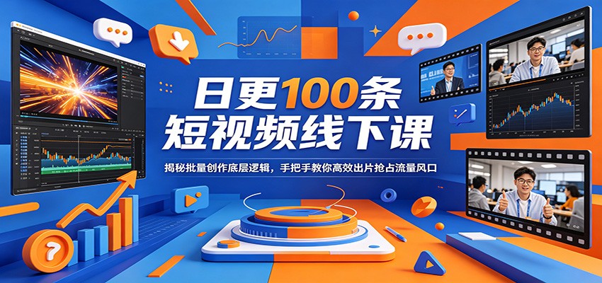 日更100条短视频线下课：揭秘批量创作底层逻辑，手把手教你高效出片抢占流量风口-铜臭网