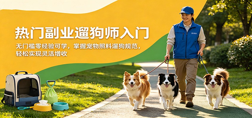 热门副业遛狗师入门，无门槛零经验可学，掌握宠物照料遛狗规范，轻松实现灵活增收-铜臭网