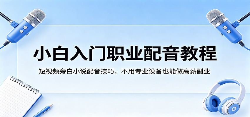 小白入门职业配音教程，短视频旁白小说配音技巧，不用专业设备也能做高薪副业-铜臭网