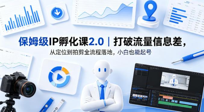 保姆级IP孵化课2.0｜打破流量信息差，从定位到拍剪全流程落地，小白也能起号-铜臭网