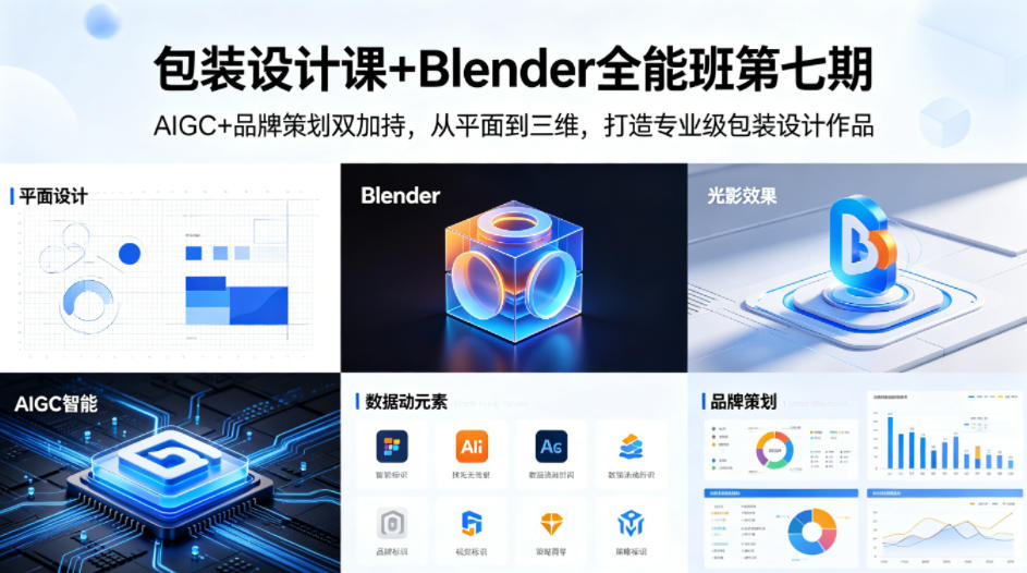 包装设计课+Blender全能班第七期，AIGC+品牌策划双加持，从平面到三维，打造专业级包装设计作品-铜臭网