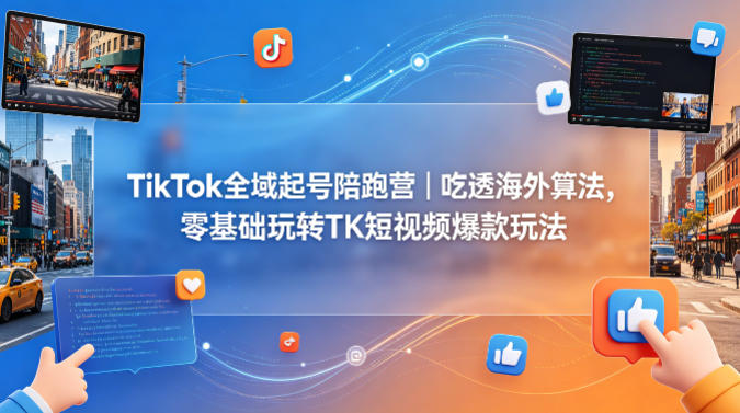 TikTok全域起号陪跑营｜吃透海外算法，零基础玩转TK短视频爆款玩法-铜臭网
