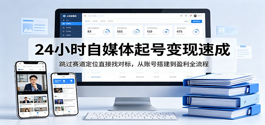 24小时自媒体起号变现速成，跳过赛道定位直接找对标，从账号搭建到盈利全流程-铜臭网