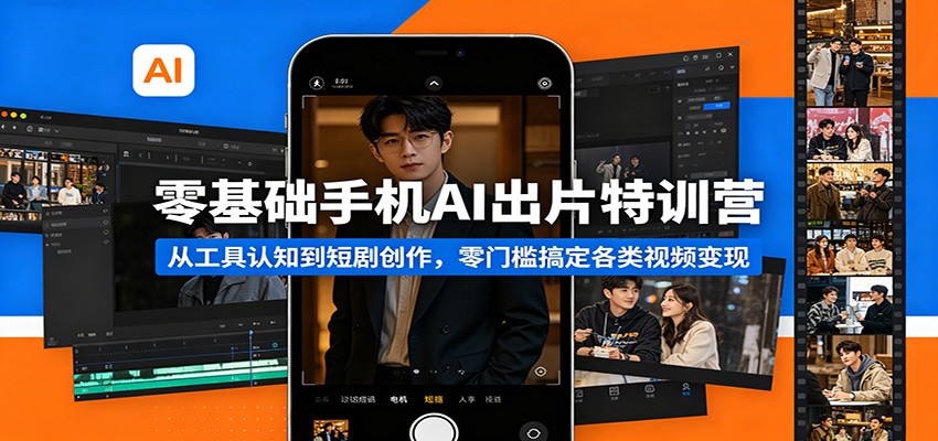 零基础手机AI出片特训营：从工具认知到短剧创作，零门槛搞定各类视频变现-铜臭网