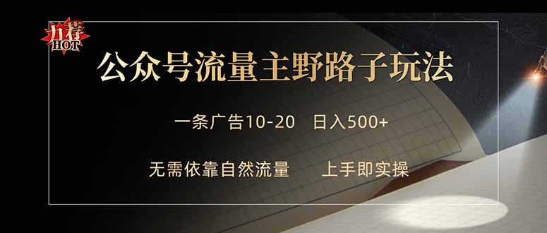 公众号流量主野路子玩法 单条广告10-20元 日入500+-铜臭网