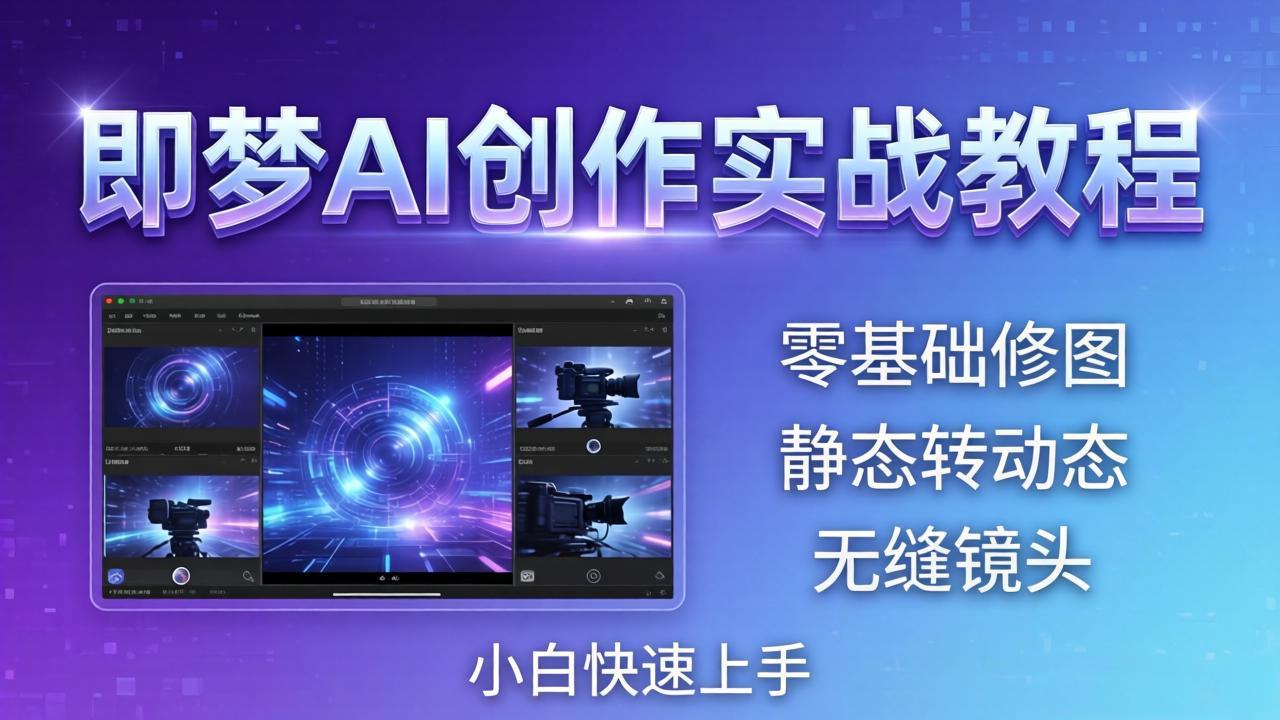 即梦AI创作实战教程，从零基础修图到AI导演，实战教学静态转动态+无缝镜头，小白快速上手-铜臭网