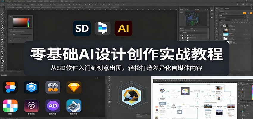 零基础AI设计创作实战教程：从SD软件入门到创意出图，轻松打造差异化自媒体内容-铜臭网
