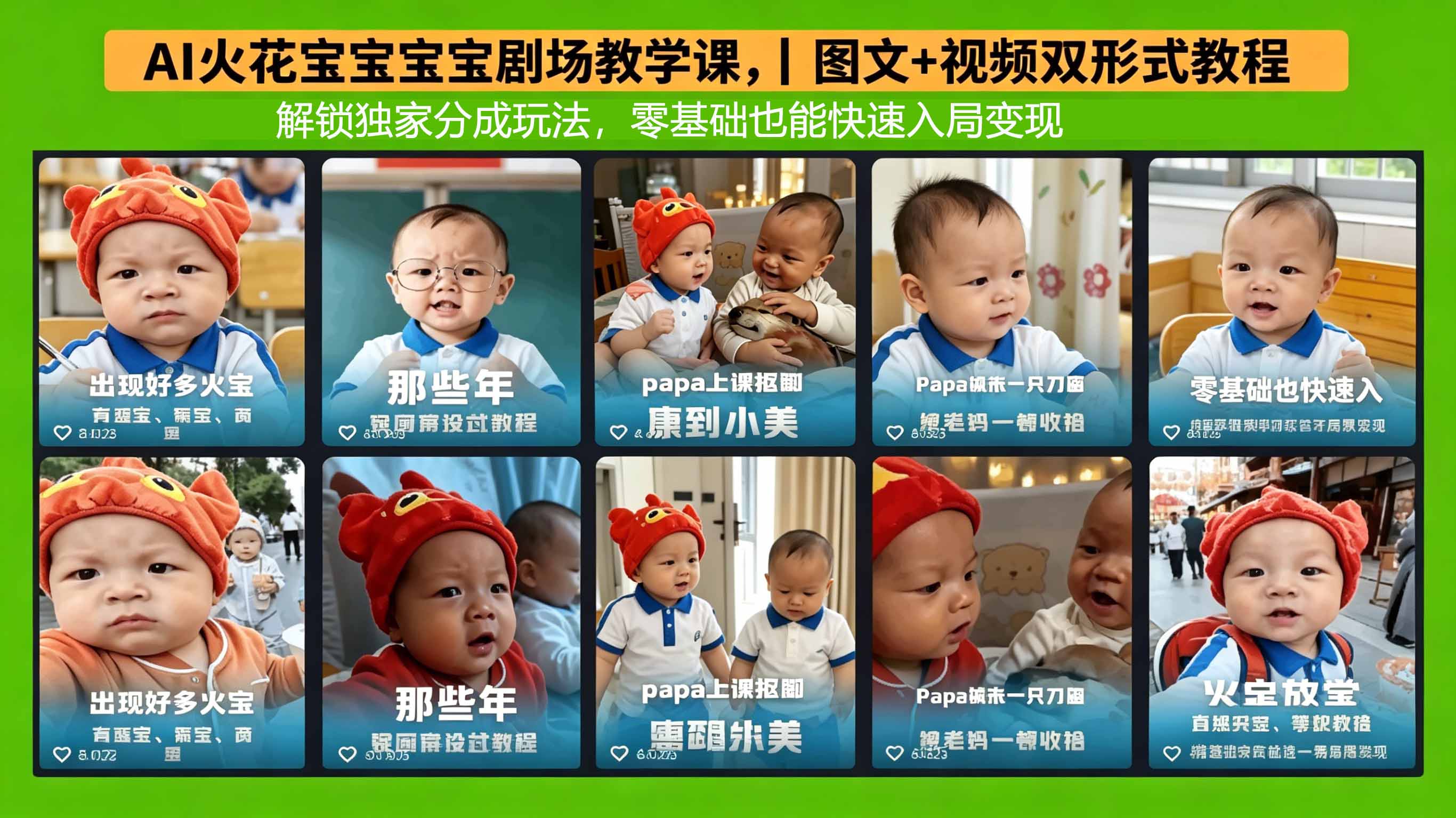 AI火花宝宝宝宝剧场教学课，图文+视频双形式教程，解锁独家分成玩法，零基础也能快速入局变现-铜臭网